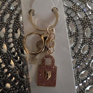 Mint Gold and Pink, Red, Blue, And Black Keychain